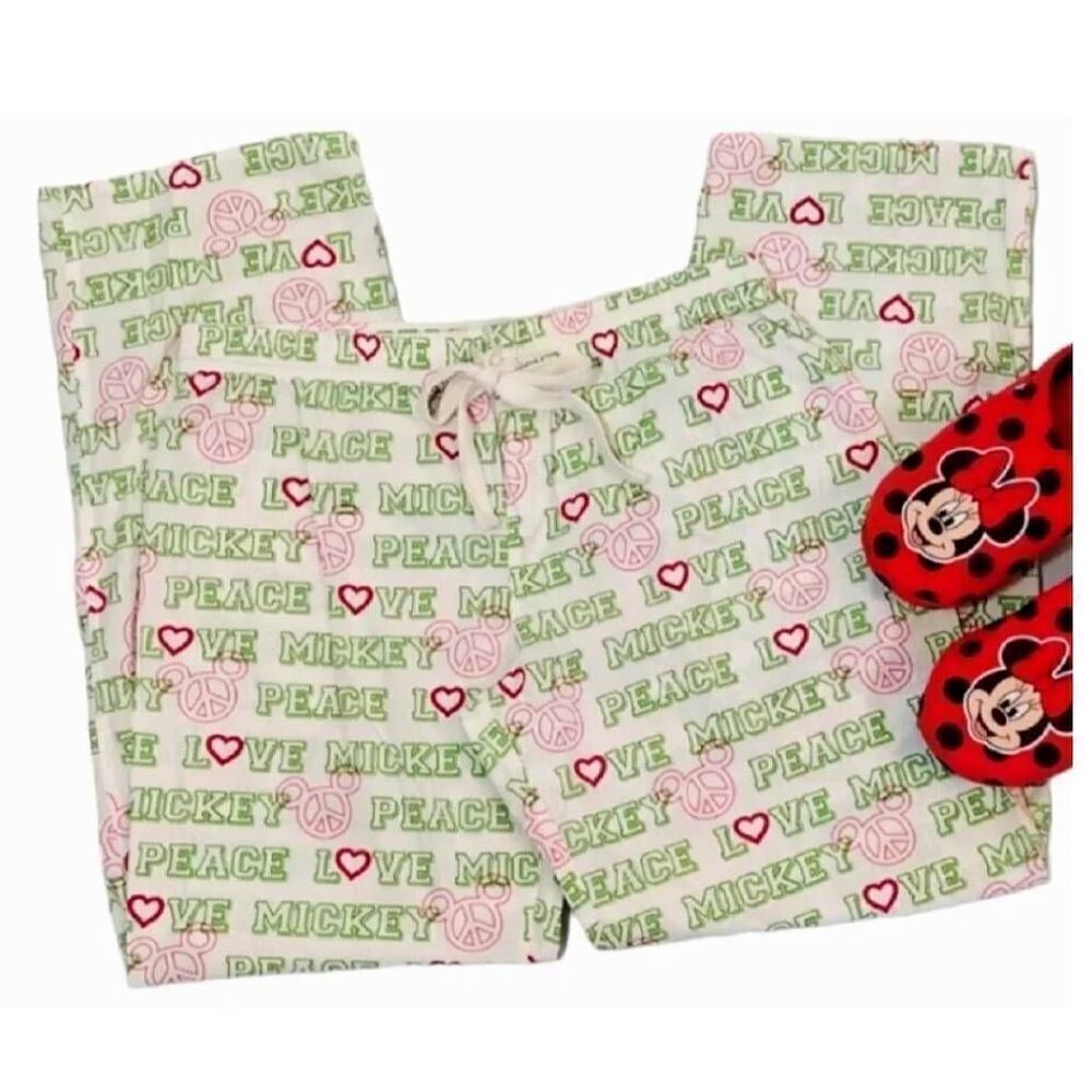 Disney‎ VTG White Neon Mickey Mouse Printed Convertible PJ Pants Large - Picture 13 of 13